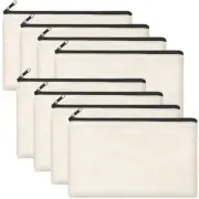 ZeeDix 8 Pack 8.3 x 5 inches Blank DIY Craft Bag - Beige Canvas Zipper Pouch ...