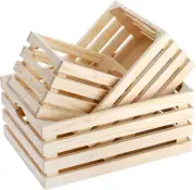 3 Pack Wooden Nesting Crates with Handles, Decorative Hand Crafted Wood Box Nest