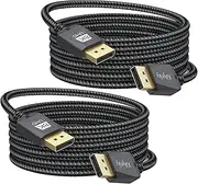 XiAyriky 10FT DisplayPort Cable 2-Pack, 8K DisplayPort 1.4 Cable for Gaming, DP Cable 180/165/240Hz, Display Port Cable【32.4Gbps, HDR10, 8K@60Hz, 4K@240Hz】 for ‌RX 7700XT, ‌RTX 4070 RTX 4090