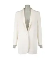 Ecru Wool Tailored Blazer Jacket