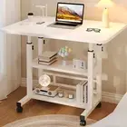Mobile Bedside Table Variable Height Strong 3 Tier Shelves Large Storage Space