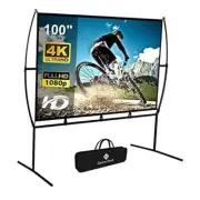 Projector Screen with Stand Foldable Portable Movie Screen（16：9）, HD 4K Double