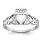 14k White Gold Claddagh Ring for Men Size 9.5, 2.74gram