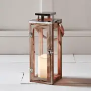 Lights4fun, Inc. 13" Large Wooden Battery Operated Flameless LED Candle Lantern