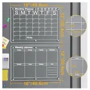 Acrylic Magnetic Monthly and Weekly Calendar for Fridge,2 Set Clear Dry Erase...