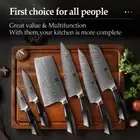 Kitchen Knife Set Santoku Cleaver Paring Kiritsuke Slicer Damascus Steel G10 6Pc