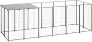 Dog Kennel Silver 330x110x110 cm Steel Outdoor Pet House Large Dog Shelter