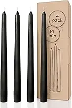 CANDWAX 10 inch Taper Candles Set of 4 - Tall Unscented Black Tapered Candle Sticks - Perfect for Household or Dinner