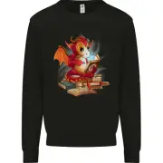 A Book Reading Dragon Bookworm Fantasy Kids Sweatshirt Jumper