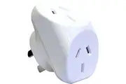 HPM 10A Mains Power Double Adaptor Twin Adapter Triangular Wall Plug White