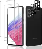 2 Pack Screen Protector for Samsung Galaxy A53 5G 2022 with 2 Pack HD Clear Anti-scratch Camera Lens Protector, Full Coverage Tempered Glass,Bubble Free, Easy Installation