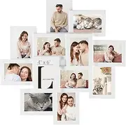 SONGMICS Picture Frame Collage 12 Photo Frames for 10 x 15 cm Pictures, Photo Collage, Wall Collage, Multi Frame, Wall Decoration, Cloud White, RPF22WT