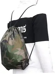 FRCOLOR 6Pcs Camouflage Drawstring Backpack Polyester Sports Bags for Adults for Holiday Swimming Beach Outdoor Activities