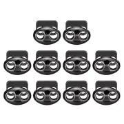 10Pcs Alloy Spring Cord Lock Ends Toggle for Shoelaces Bright Black 17x15x7mm