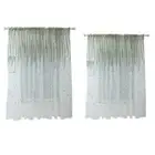 Pastoral Green Willow Leaf Embroidery Sheer Window Curtain Wicker Tulle Drapes