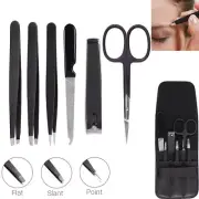 Eyebrow tweezers set 7 piece with nail cutter nail file and scissor with case.