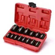 14 PCS 1/2" Drive Standard Impact Socket Set, Metric, CR-V, 1/2-Inch Drive Sh...