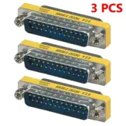 3x PCS 25 Pin D-SUB DB25 Male to Male Mini Gender Changer Coupler Gold Plated