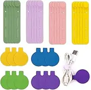 32pcs Cable Labels and Silicone Cable Ties, Reusable Cable Labels Tags Adjustable Silicone Cord Ties 20 Wire Labels and 12 Cord Ties for Charging Cords Wires Cables