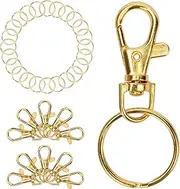 Coolrunner 25Pcs Swivel Clasps Lanyard Snap Hook Lobster Claw Clasp and 25Pcs Keychain Rings (Gold)