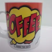 Comic book design coffee saves the day mug 11 ounce ceramic cup