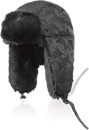 [GNEGNI LIFE] Winter Trapper Hat, Men Women Faux Fur Warm Hats with Ear Flap Windproof Bomber Hats Aviator Caps for Skating, Skiing, Hunting