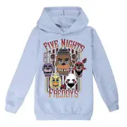 Kids Teens Boys Girls Fnaf Five Night At Freddy's Printed Sweatshirt Hoodies Tops Hooded Pullover Casual Jumper Gifts Gray 11-12 Years