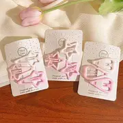 Plain Snap Clip Set Set Of 9 - 28 - Pink - One Size