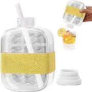 Cube Ice Mold | 500ml Cube Ice Bottle,Non Stick Hot Weather Supplies with Lid and Straw for Party Kitchen Picnic Camping Gathering