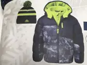 Snozu Boys Fleece Lined Jacket and Hat Size 2T - Blue and Green