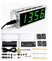 4-LED Digital Electronic Alarm Clock DIY Time Date Temperature and Light Control