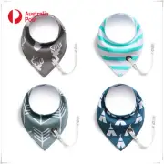 Baby Bib Set 4pcs 100% Cotton With Dummy Chain Kid Triangle Bandana Gift