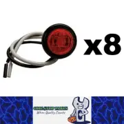 8 x 12v RED 3 LED ROUND RECESSED MARKER LIGHTS 30MM DIAMETER WITH 300MM LEAD