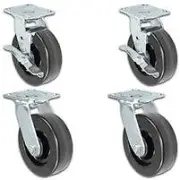 6" x 2" | 2 Swivel Casters with Brakes & 2 Swivels Set of 4 | Phenolic Wheel |