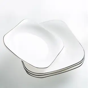 北歐黑線黑邊西餐盤 家用菜盤方盤湯盤盤子意面盤正方形ins網紅