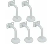 Pack Of 5 White Stair Handrail Brackets, Stainless Steel Stair Railing Brackets, 60X80 Mm, For Stair Railings, Support Or Indoor And Outdoor Balustrade
