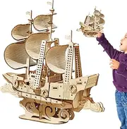Boat Model Kits,Wooden Sail Boat Model Puzzle | Sail Boat Wood Craft Construction Model Kit for Girls, Boys