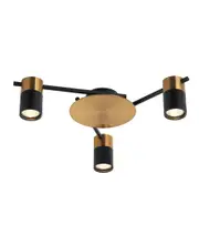 Tache Interior Spot Ceiling Light (with Adjustable Black & Antique Brass 3 Heads) IP20