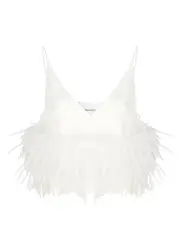 16 Arlington Poppy White Feather-trimmed top - 6 6