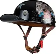 Street Helmet - Vintage Half Shell Helmet - Baseball Hat Style Moto Helmet, Helmet for Street Cruiser, Scooter