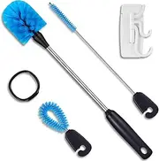 3-in-1 Stainless Steel Water Bottle Brush Set, Long Handle Water Bottle Scrubbing Brush, Built for Cleaning Narrow Neck Bottles, Sport Bottles, Coffee Mugs, Tumblers, Flask, Round Head