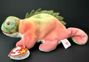 TY BEANIE BABIES IGGY GUANA TIE-DYED PVC NMW/TAGS CASE+PROT TAG #BB804 ERRORS