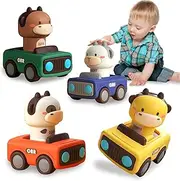Baby Car Toys for 1-3 Year Old Boys Girls, Animal Racing Car Toddler Gift, Press and Go Vehicle for 6-18 Months, Kids Birthday Present