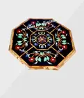 18" black marble side corner center table top inlay malachite green decor room