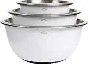 OXO Good Grips 3-Piece Stainless-Steel Mixing Bowl Set, White