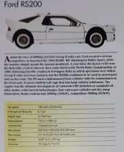Ford RS200 Picture Out of Print Spec Article Sheet Wall Art Decor