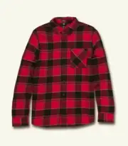 VOLCOM Youth CADEN PLAID Flannel Shirt - DRE - Large - NWT