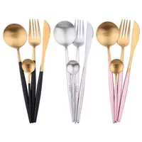 在飛比找momo購物網優惠-【PUSH!】餐具不鏽鋼藍金刀叉勺子4件套(餐具E109)