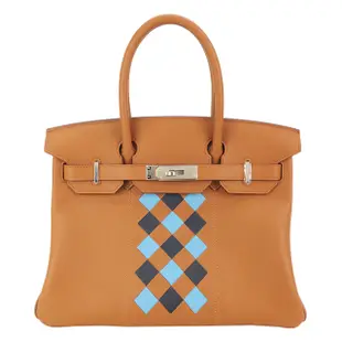 HERMES BIRKIN 30CM Swift 牛皮菱格柏金包(D刻/駝色/銀釦)