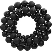 vidaXL Christmas Wreath Made from Durable Polystyrene, Decorated with 82 Christmas Balls, Ideal for Indoor and Outdoor Use, Easy to Hang, Reusable, 45 cm Diameter, Black